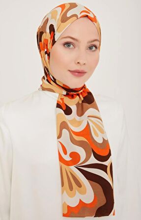Armine Trend Defne Şal 6348-2-04 Turuncu Kahverengi 