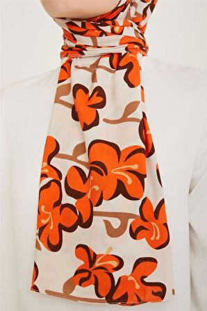 Armine Trend Defne Şal 6348-04 Beyaz Turuncu