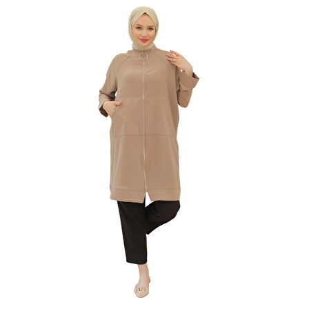Fermuarlı Sırtı Yıldız Detaylı Tunik 24YT560