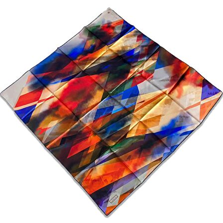 Armine Turuncu Geometrik Desen Sura İpek Eşarp 9171-81