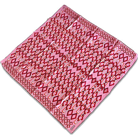 Armine Pembe Geometrik Desen Sura İpek Eşarp 9172-01