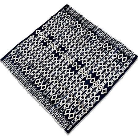 Armine Siyah Geometrik Desen Tivil İpek Eşarp 9172-85