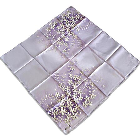 Armine Lila Taş Çiçek Desen Sura İpek Eşarp 9177-82