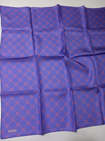 Armine Lila Monogram Desenli Tivil İpek Eşarp-E24YA9178D02-07