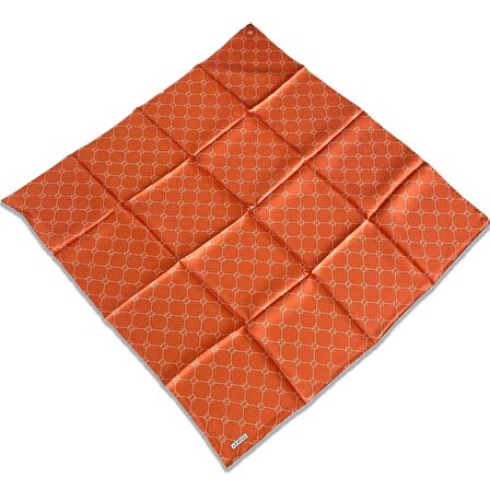 Armine Turuncu Monogram Desen Tivil İpek Eşarp 9178-54 