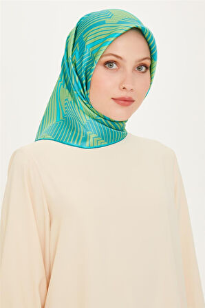 Geometrik Desenli Sura Saf İpek Eşarp - 8834D (S)- 12
