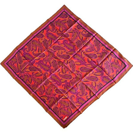 Armine Tivil İpek Eşarp 9208-06 Turuncu Karışık Desen 