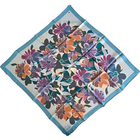 Armine Tivil İpek Eşarp 9238-81 Mavi Karışık Desen 