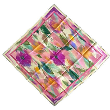 Armine Tivil İpek Eşarp 9240-32 Pembe Karışık Desen 