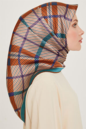 Geometrik Desenli Twill İpek Eşarp 9247D02 (T) - 04