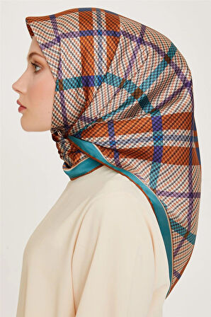 Geometrik Desenli Twill İpek Eşarp 9247D02 (T) - 04