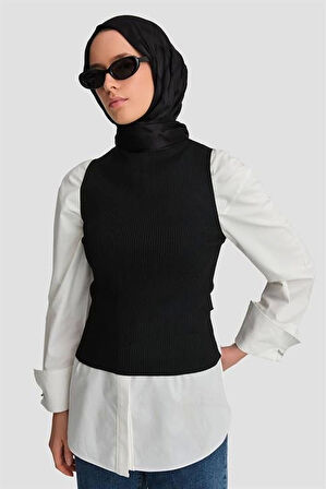 Armine Taşlı Triko 24KD2807 Siyah