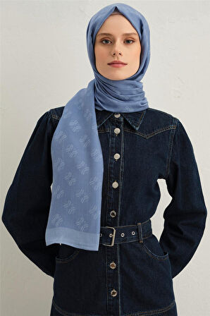 Tensel İpek Minimal Monogram Desen Şal 1