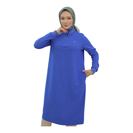 Kadın Kolları Ribanalı Yarım Fermuarlı Tunik 24KT436