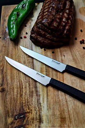 Stevig Cut 4 Steak Biftek Bıçağı Seti 2 Parça Siyah 12 cm ST-400.007