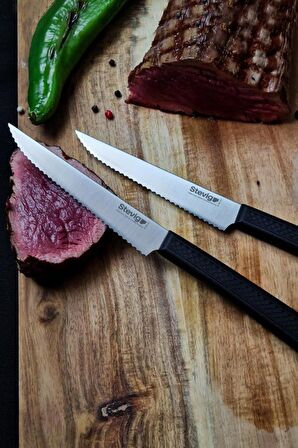 Stevig Cut 4 Steak Biftek Bıçağı Seti 2 Parça Siyah 12 cm ST-400.007