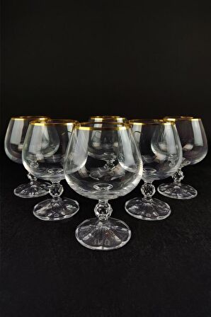 Lombardino Bohemia Kristal 6'lı Kahve Yanı Su Bardağı Gold – 0250