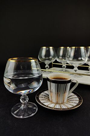 Lombardino Bohemia Kristal 6'lı Kahve Yanı Su Bardağı Gold – 0250