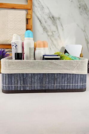 Digithome Bambu Çok Amaçlı Saklama Kutusu Düzenleyici Büyük Boy Organizer Gri 33x23x12 Cm - CL-6005-2 C1-1-121