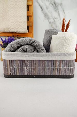 Digithome Bambu Çok Amaçlı Saklama Kutusu Düzenleyici Orta Boy Organizer Gri 29x19x10 Cm - CL-6006-2 C1-1-121