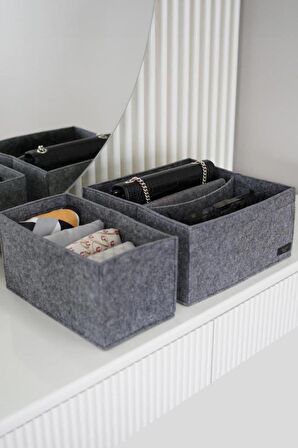 Digithome Felted Keçe 2’li Çok Amaçlı Çekmece Düzenleyici Organizer Gri - 105376 C1-1-152