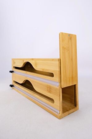 Digithome Bambu 2 Bölmeli Streç ve Alüminyum Folyo Kesici Organizer Düzenleyici – D/11 C1-1-289