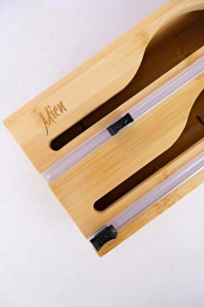 Digithome Bambu 2 Bölmeli Streç ve Alüminyum Folyo Kesici Organizer Düzenleyici – D/11 C1-1-289