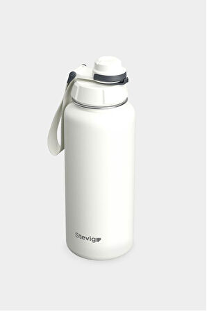 Stevig 1 Hand Leak-Proof Sızdırmaz Çelik Termos 1000 Ml Star Whıte ST-213