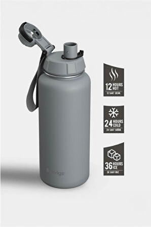 Stevig 1 Hand Leak-Proof Sızdırmaz Çelik Termos 1000 Ml Grey ST-214