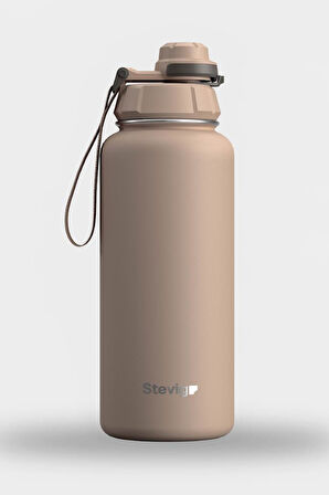 Stevig 1 Hand Leak-Proof Sızdırmaz Çelik Termos 1000 Ml Lıght Brown ST-217