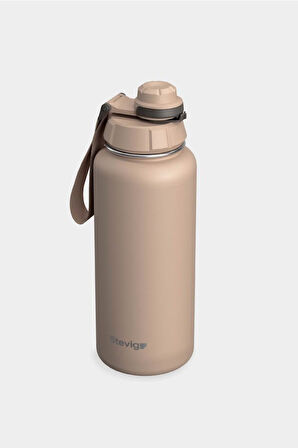 Stevig 1 Hand Leak-Proof Sızdırmaz Çelik Termos 1000 Ml Lıght Brown ST-217