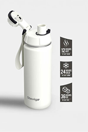 Stevig 1 Hand Leak-Proof Sızdırmaz Çelik Termos 500 Ml Star Whıte ST-220