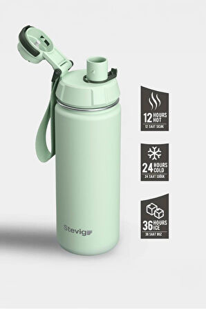 Stevig 1 Hand Leak-Proof Sızdırmaz Çelik Termos 500 Ml Smoke Green ST-221