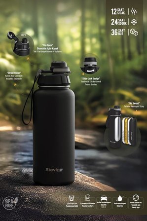 Stevig 1 Hand Leak-Proof Sızdırmaz Çelik Termos 1500 ML Smoke Green ST-256