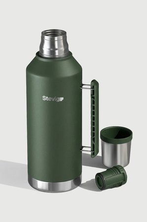 Stevig 2.2 Lt Çelik Termos Yeşil Paslanmaz Çelik Kulplu Sızdırmaz