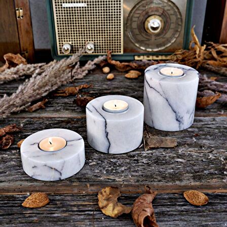 Hemera Mermer Mumluk Lila 3 lü Set