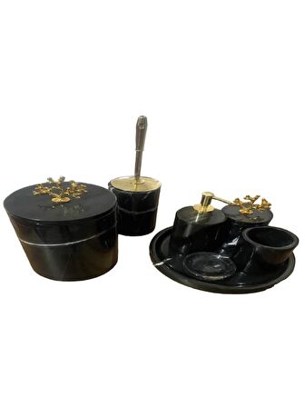 Fulla Mermer Banyo Seti Siyah 7 li