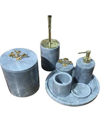 Fulla Mermer Banyo Seti Gri 7 li