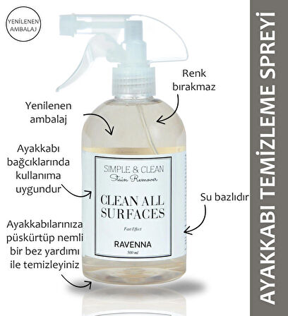 RAVENNA Simple&clean Ayakkabı Ve Kumaş Temizleme Spreyi 500 ml