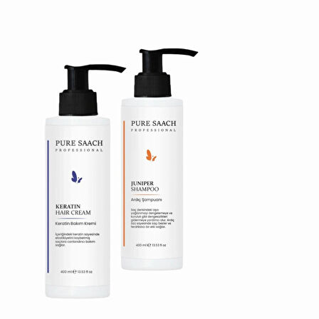 PURE SAACH PROFESSİONAL 2 ÜRÜN BİRLİKTE JUNIPER SHAMPO+KERATİN SAÇ BAKIM KREM
