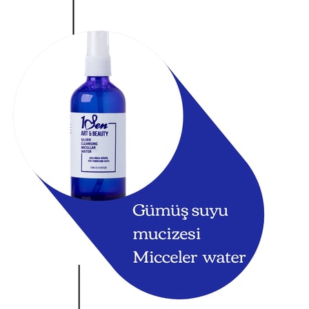 Kolloidal Gümüş İçerikli 2'si 1 Arada Micellar Yüz Temizleme Suyu ve Tonik | 1SenArtBeauty