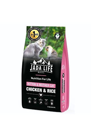 Jada Life Premium Kitten & Mother Tavuklu Yavru Ve Anne Kedi Maması 12 Kg 1 Kg Hediyeli
