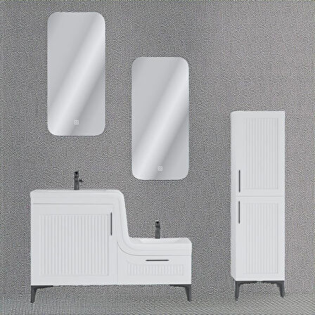 UBM Lotus Lake Kapaklı Boy Dolaplı MDF Banyo Dolabı 115 CM Beyaz