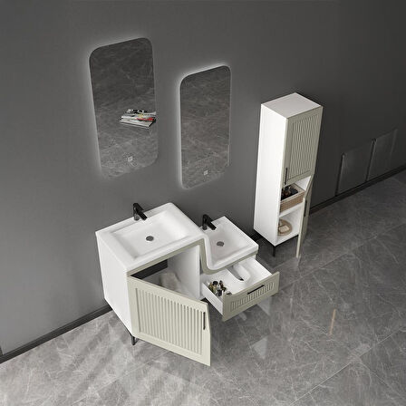 UBM Lotus Lake Kapaklı Boy Dolaplı MDF Banyo Dolabı 115 CM Antrasit
