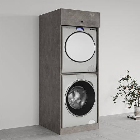 Ubm Senfoni Çamaşır ve Kurutma Makinesi Dolabı 70 Cm Retro Gümüş