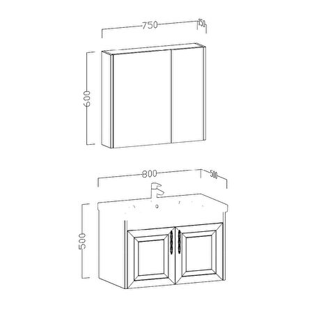 UBM Alaçatı 80 cm Banyo Dolabı Seti Beyaz 