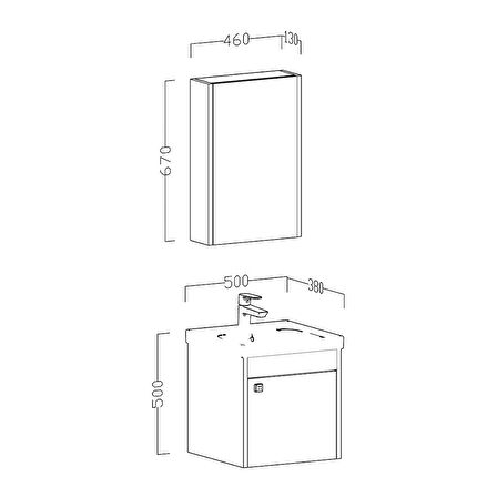 UBM Ceylan 50 cm Banyo Dolabı Seti Beyaz