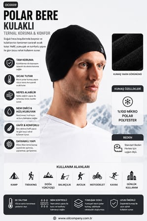 Oil Company Siyah Polar Unisex Bere Kulaklı