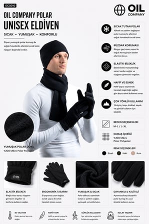 OIL COMPANY Siyah Polar Eldiven Unisex Trend
