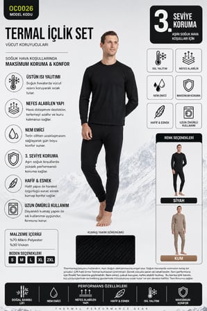 Oil Company Siyah Termal İçlik Set Unisex III. Seviye